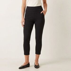 Mac and Me Modernist Sculpted Black High-Waisted Ankle Leggings Pants SZ L